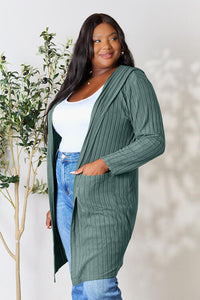 Basic Bae Full Size Ribbed Open Front Long Sleeve Cardigan