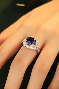 5 Carat Lab-Grown Sapphire Platinum-Plated Ring