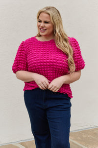 And The Why Full Size Bubble textured Puff Sleeve Top