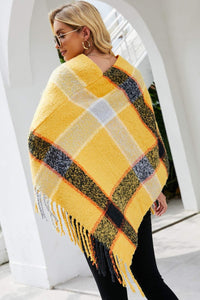 Plaid Fringe Detail Poncho