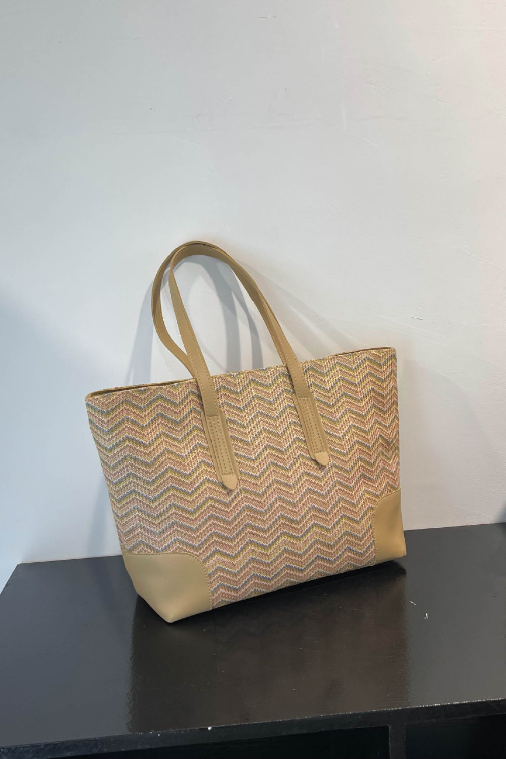 Chevron Straw Tote Bag