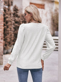 Eyelet Square Neck Puff Sleeve Blouse