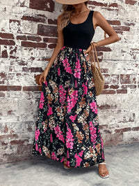 Floral Scoop Neck Sleeveless Maxi Dress