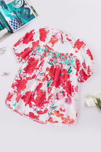 Floral Tie Back Square Neck Blouse