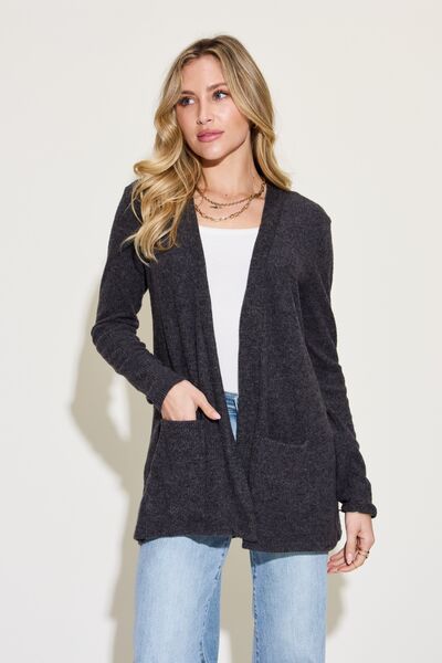 Zenana Open Front Long Sleeve Cardigan