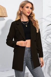 Lapel Neck Long Sleeve Blazer with Pockets