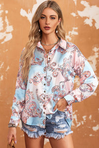 Printed Long Sleeve Collared Shirt