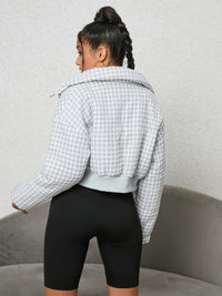 Houndstooth Zip-Up Jacket