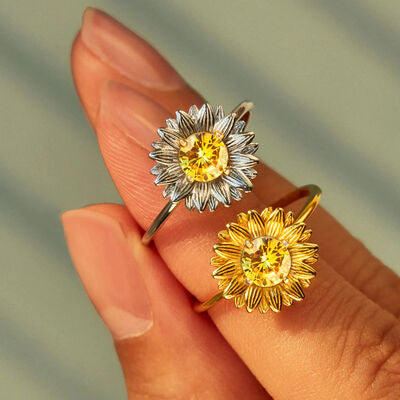 Sunflower Zircon 18K Gold-Plated Ring