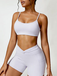 Round Neck Spaghetti Strap Active Bra