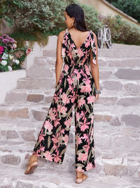 Printed V-Neck Sleeveless Jumpsuit