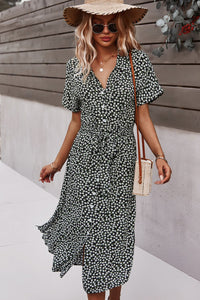 Floral Tie Front Slit Dress