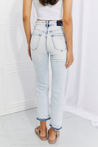 RISEN Full Size Camille Acid Wash Crop Straight Jeans