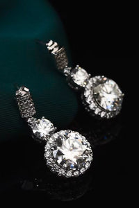 12 Carat Moissanite Platinum-Plated Drop Earrings