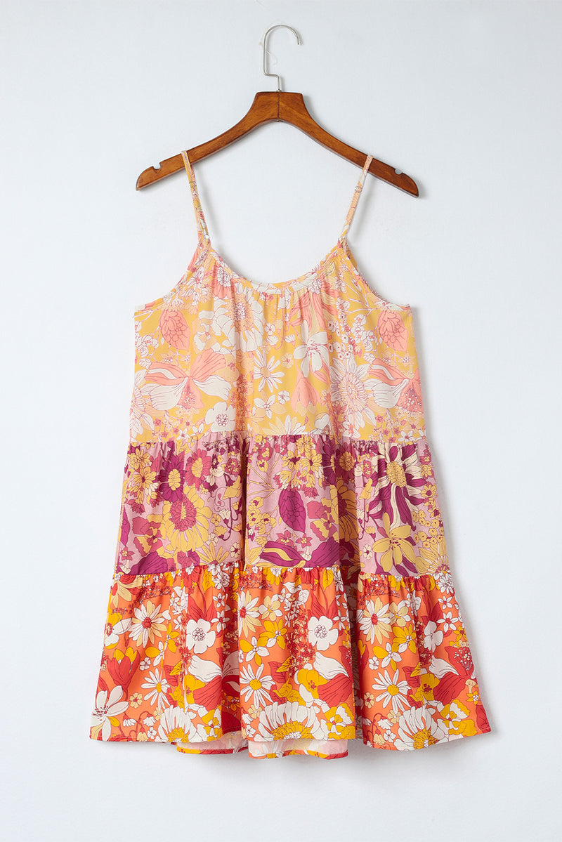 Floral Spaghetti Strap Tiered Dress