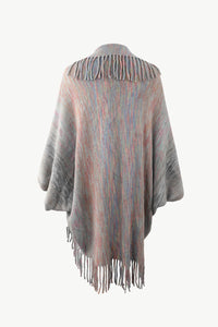 Multicolored Fringe Trim Poncho