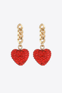 Rhinestone Heart Chain Drop Earrings