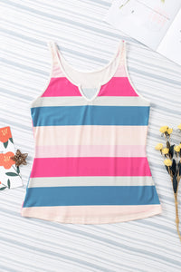 Striped Notched Neck Tank