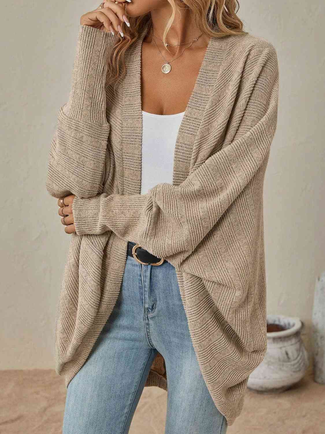 Open Front  Dropped Shoulder Cardigan