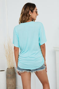 V-Neck Side Ruched Tee