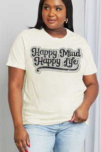 Simply Love Full Size HAPPY MIND HAPPY LIFE Graphic Cotton Tee