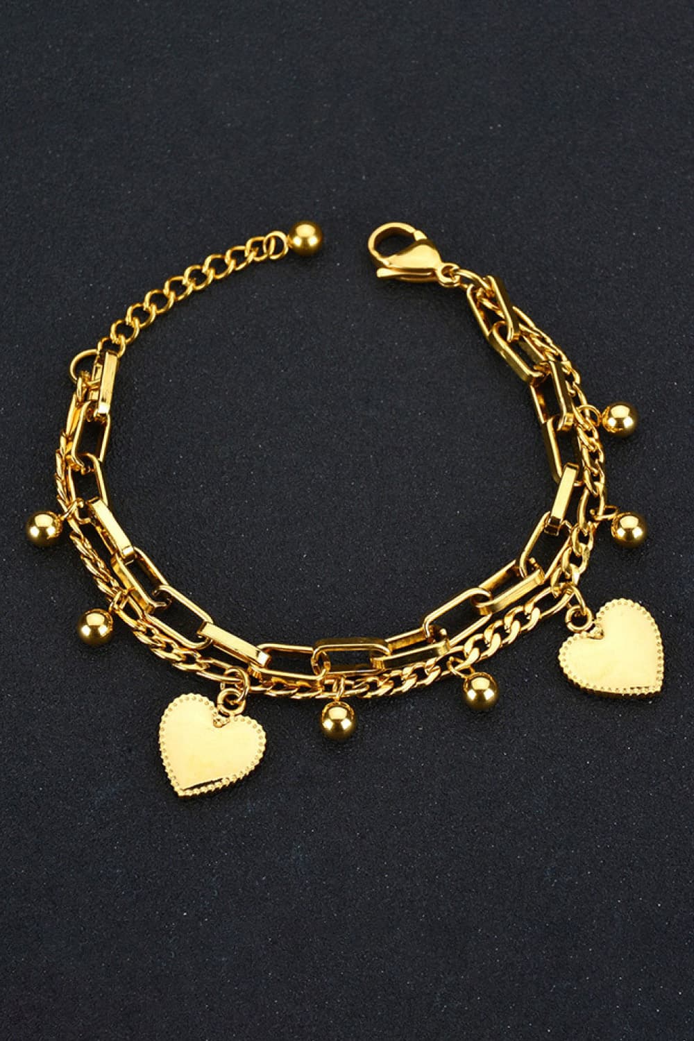 Heart Charm Stainless Steel Bracelet