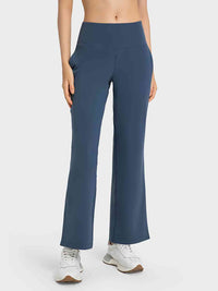 Wide Leg Slit Sport Pants with Pockets