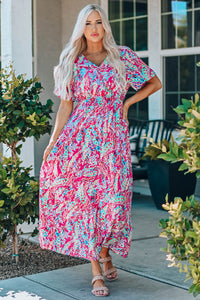 Multicolored V-Neck Maxi Dress