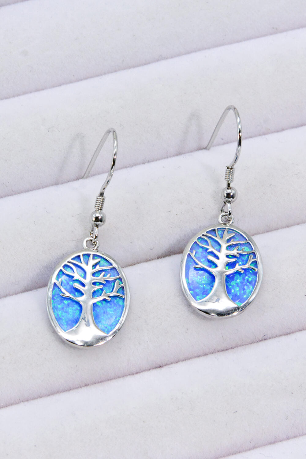 Opal Blue Platinum-Plated Drop Earrings