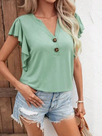 Notched Cap Sleeve T-Shirt