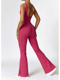 Wide Strap Bootcut Slit Active Jumpsuit