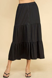 Faith Apparel Tiered Midi Skirt