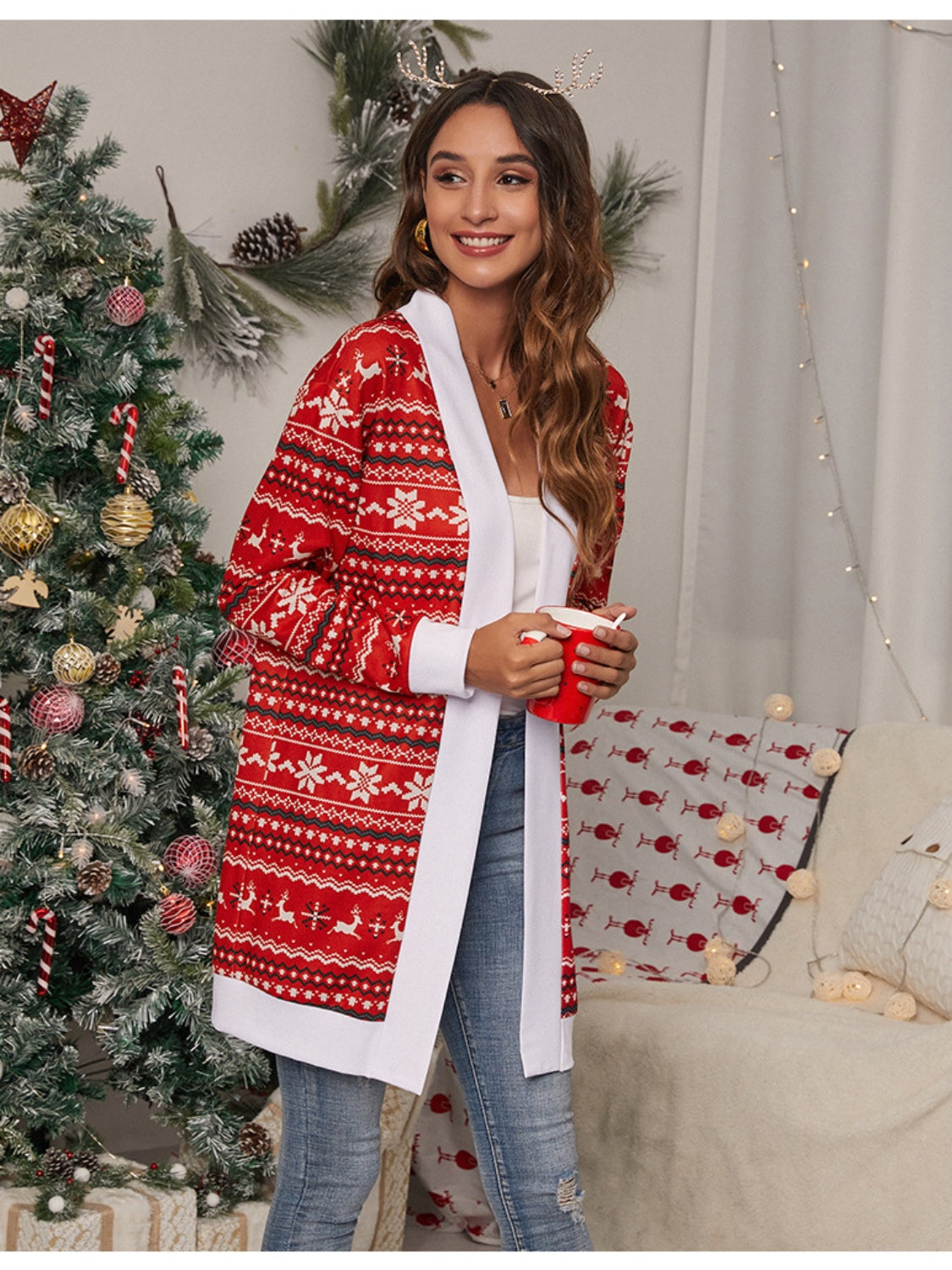 Christmas Open Front Cardigan