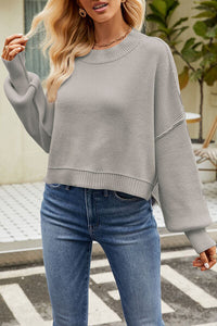 Round Neck Dropped Shoulder Sweater