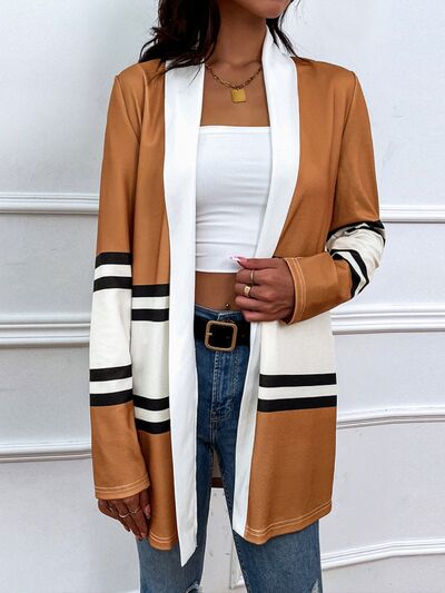 Color Block Open Front Cardigan