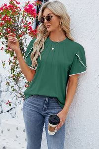 Round Neck Petal Sleeve T-Shirt