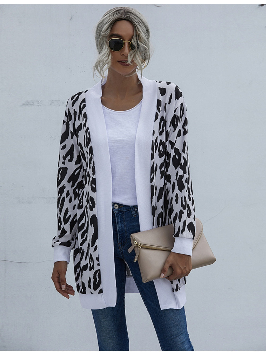 Leopard Open Front Cardigan