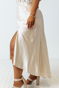 Plus Size Slit Ruffled Skirt