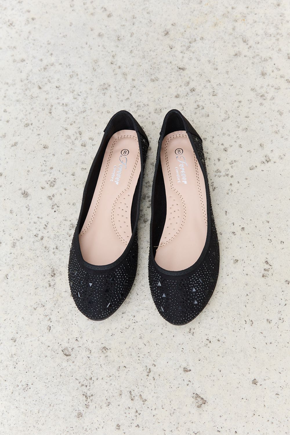 Forever Link Rhinestone Ballet Flats in Black