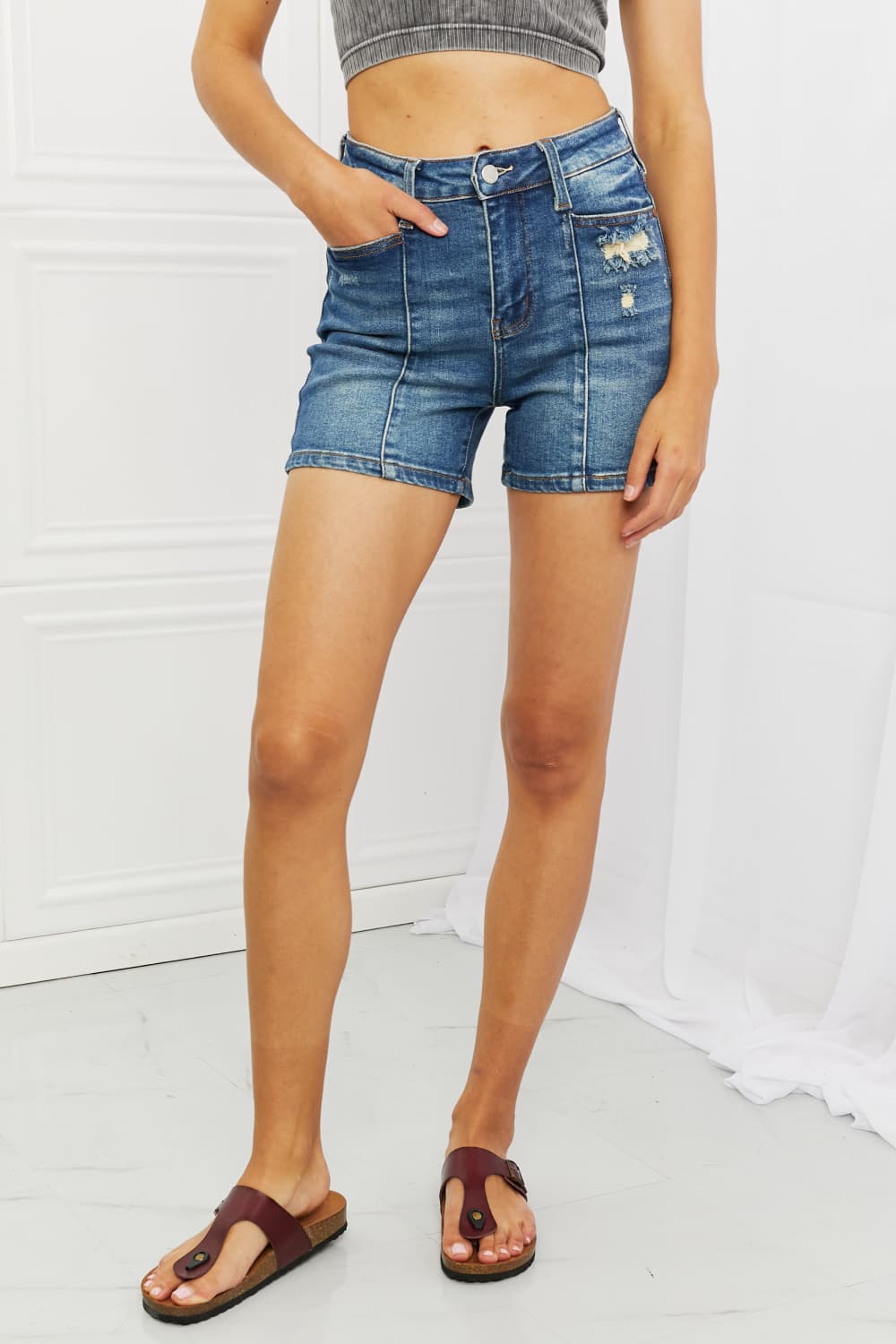 Judy Blue Amber Full Size Front Seam Shorts