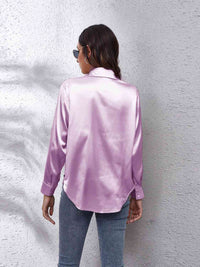 Collared Neck Buttoned Long Sleeve Shirt