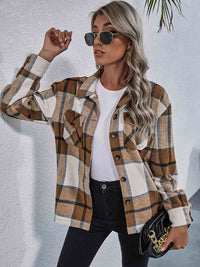 Plaid Button Down Collared Jacket