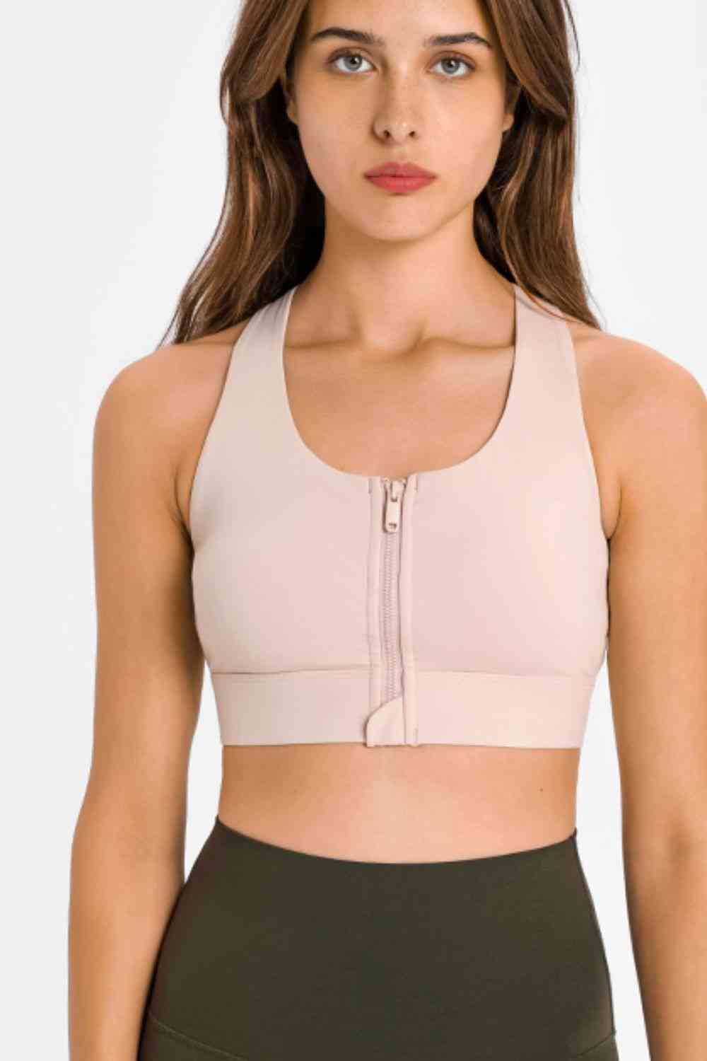 Zip Up Racerback Sports Bra