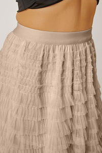 Ruched High Waist Tiered Skirt