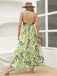 Backless Printed V-Neck Cami Dress