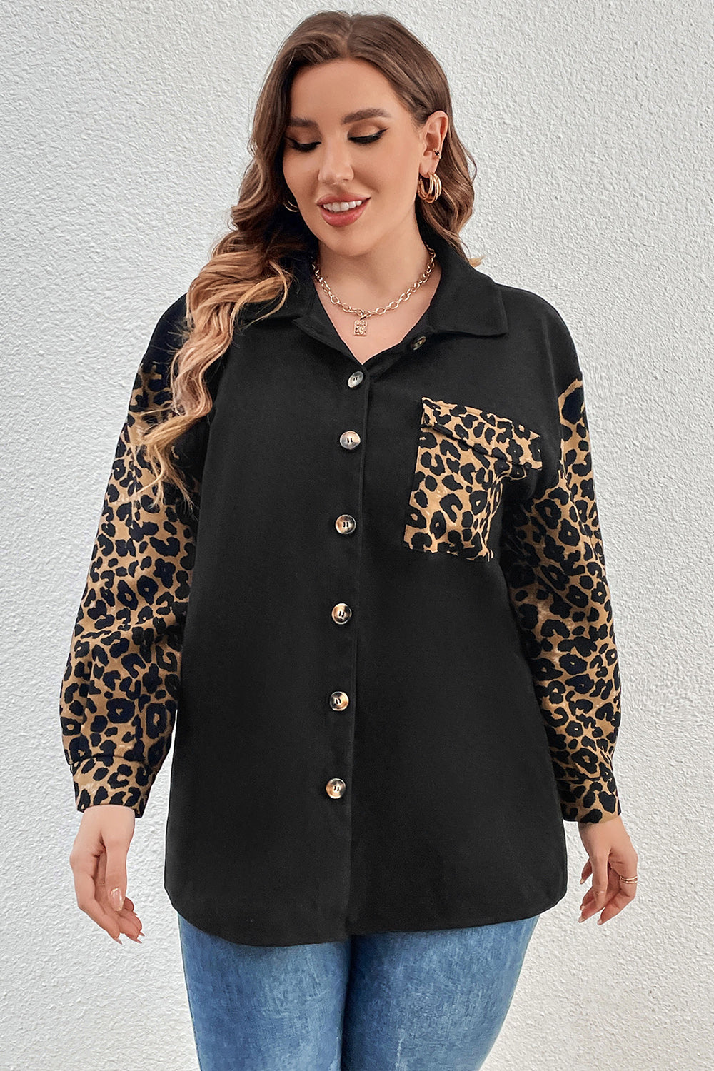 Plus Size Leopard Shacket