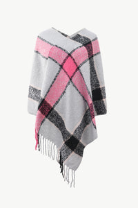 Plaid Fringe Detail Poncho