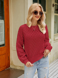 Openwork Round Neck Sweater