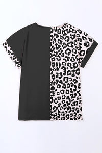 Leopard Two-Tone Round Neck Tee