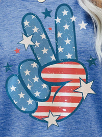 US Flag Peace Sign Hand Graphic Tee